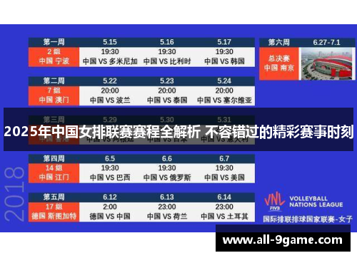 2025年中国女排联赛赛程全解析 不容错过的精彩赛事时刻