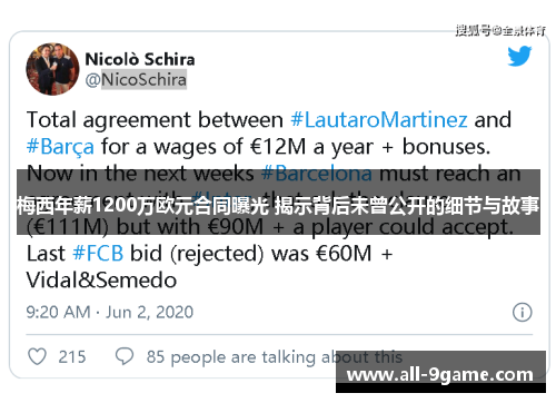 梅西年薪1200万欧元合同曝光 揭示背后未曾公开的细节与故事