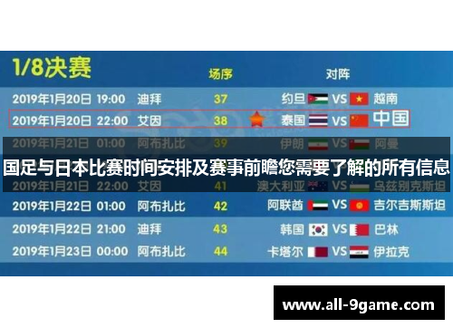 国足与日本比赛时间安排及赛事前瞻您需要了解的所有信息